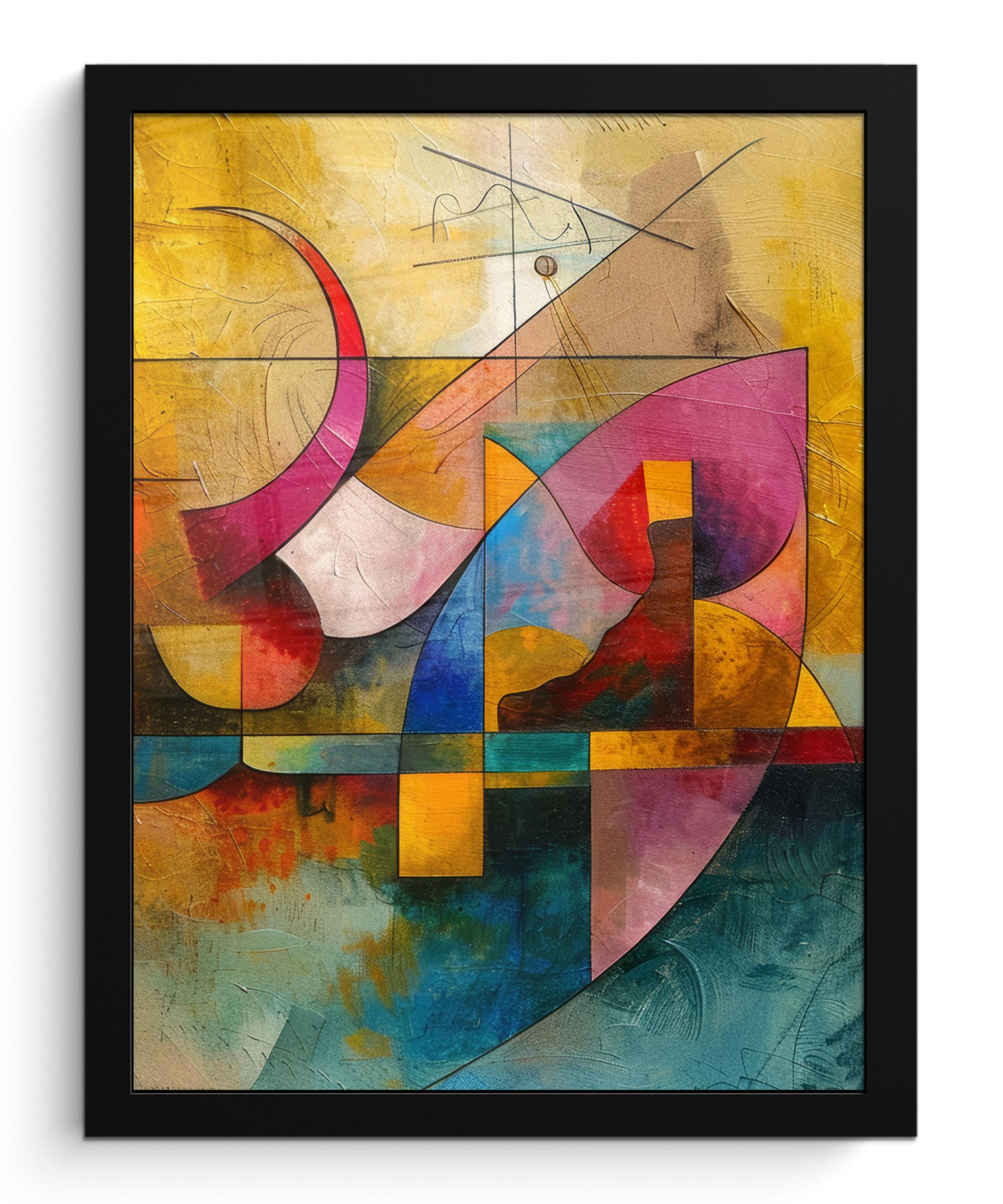 GERAHMTES BILD Kunst - Abstrakt - Modern 30x40 cm - Gelb, Papier (30/40cm) - MuchoWow