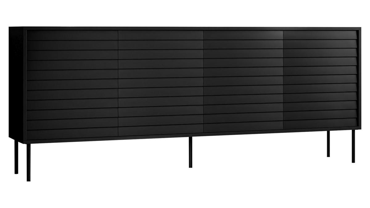 SIDEBOARD Cortina 200 4D - Schwarz, Holzwerkstoff/Metall (200/81/40cm) - MIRJAN24