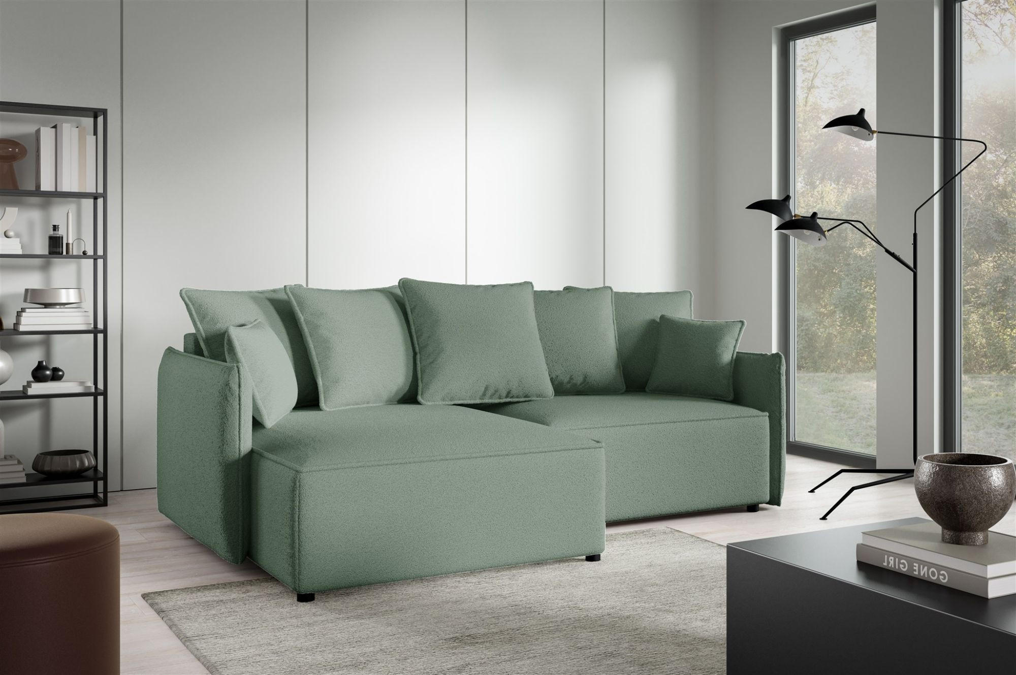ECKSOFA Minea Mit Schlaffunktion - Grün, Holzwerkstoff/Textil (221/153cm) - Fun Möbel