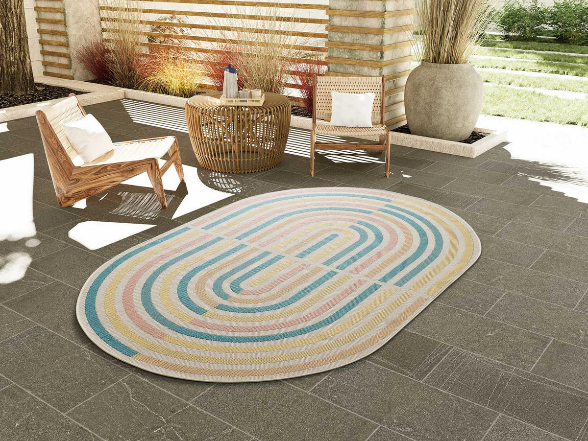 OUTDOORTEPPICH In Pastelltönen Manila 160/229 cm - Pastellblau/Pastellgrün, Kunststoff/Textil (160/229cm) - Atticgo