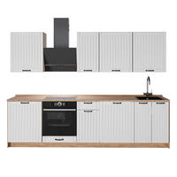 KÜCHENZEILE Fame-Line, Weiß Landhaus/Goldkraft Eiche, 280 cm, AP Eiche - Honigeiche/Weiß, Holzwerkstoff (280/206.8/60cm) - Vicco
