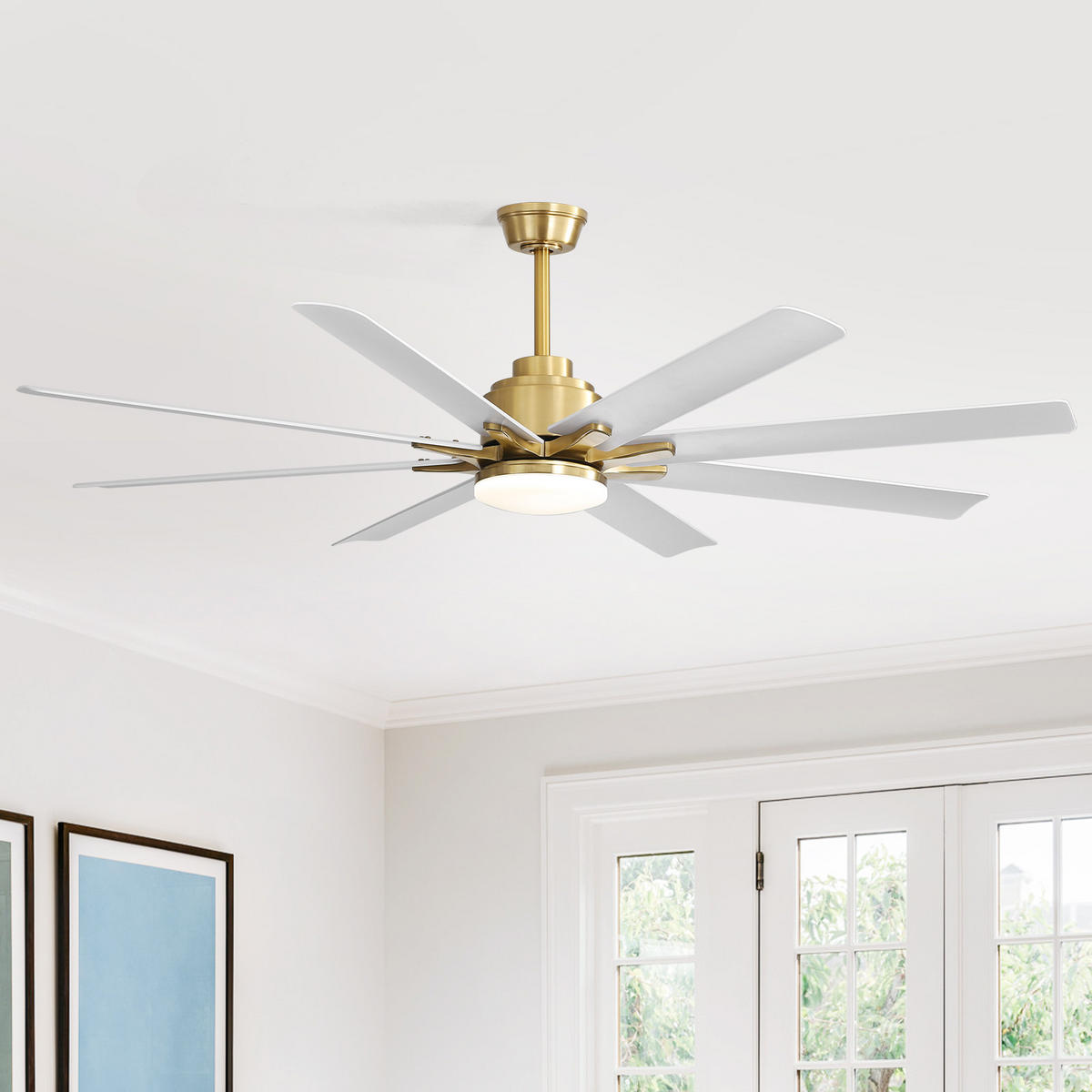 DECKENVENTILATOR 132cm LED Licht 8 ABS Flügel Fernbedienung - Weiß, Kunststoff (132.08/132.08/26.8cm) - CASIVA