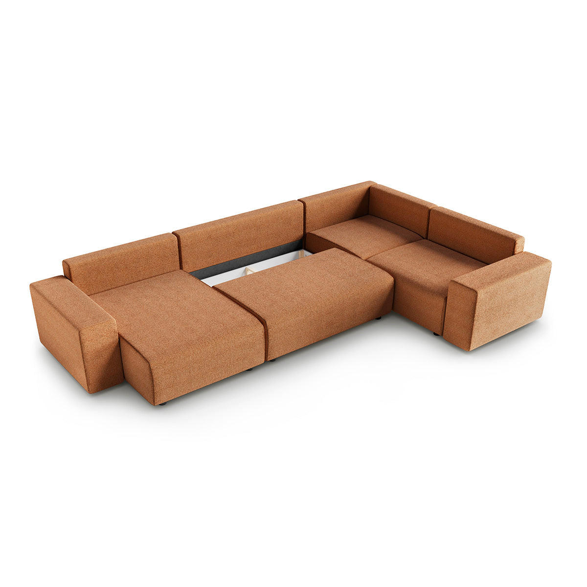 PANORAMASOFA Lorenzo 5 Sitzplätze Orange - Orange, Holz (378/85/236cm) - Petits-meubles