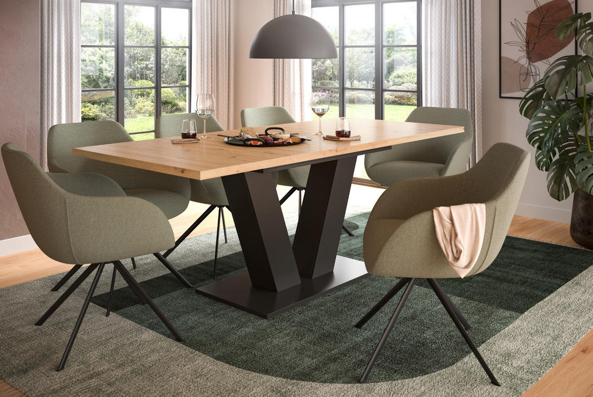 ESSTISCH Eiche, grau 150 - 190 cm, Küchentisch ausziehbar - Eiche Artisan/Grau, Holz/Holzwerkstoff (150/90/76cm) - Inn.Furn