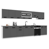 KÜCHENZEILE Italia 3 320 cm, mit Arbeitsplatten, Grau - Grau, Holz (320/143/60cm) - B BELINI GROUP