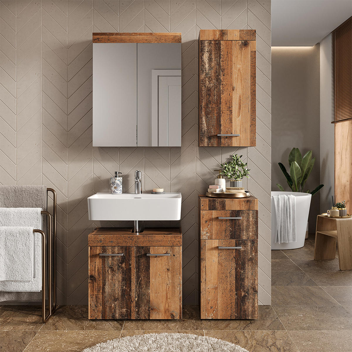 KOUPELNOVÝ NÁBYTEK Luna Oldstyle - hnědá, kompozitní dřevo (60/56/34cm) - Vicco