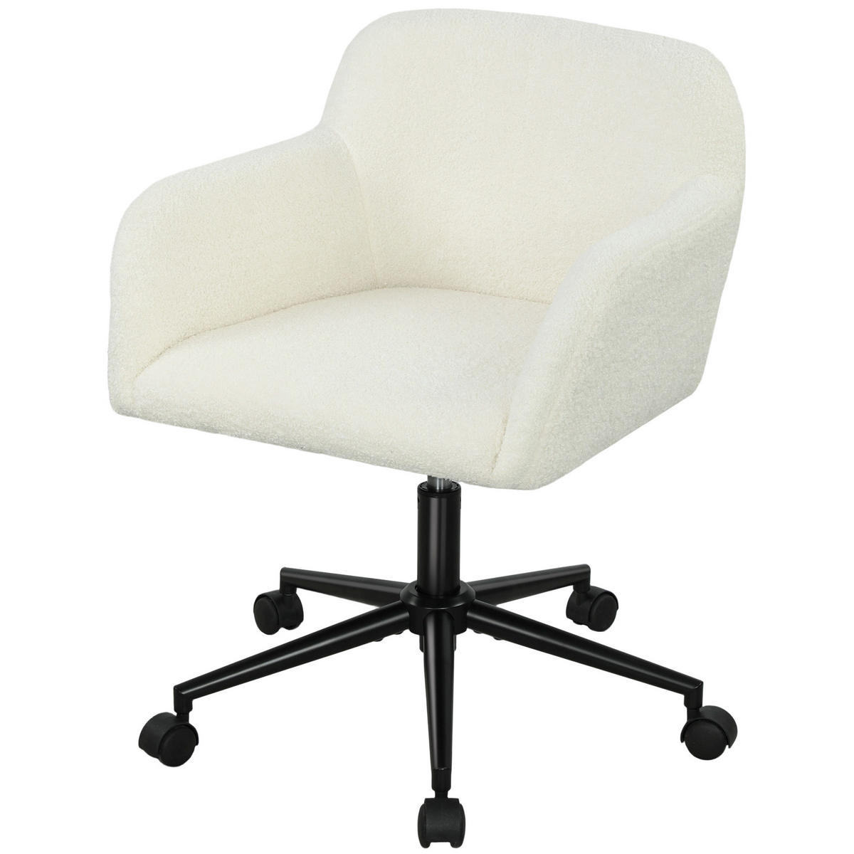 BÜROSTUHL DE-05185 Fleece-Stoff, höhenverstellbar & drehbar Cremeweiß - Creme, Metall (60.7/84/63.3cm) - ComfortXL