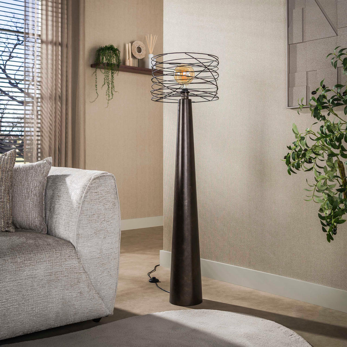 STEHLEUCHTE Curl Braun 40/40/145 cm - Braun, Metall (40/40/145cm) - Hoyz Collection