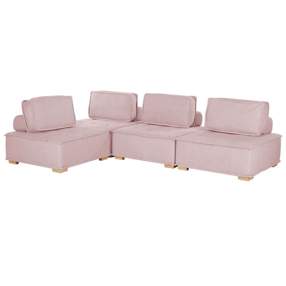 ECKSOFA Modul 4-Sitzer rechtsseitig Rosa Stoff Tibro - Pink/Braun, Textil (300/200cm) - Beliani