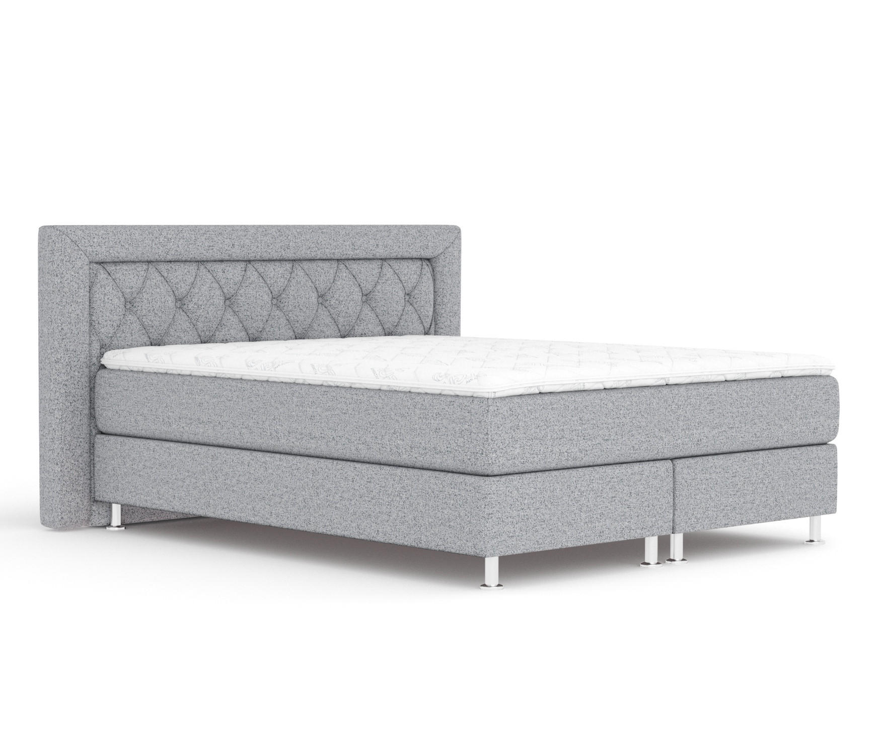BOXSPRINGBETT Lavello Grau 180/200 cm mit Latex-Topper - Silberfarben/Grau, Holz/Holzwerkstoff (180/200cm) - Maison de Reve