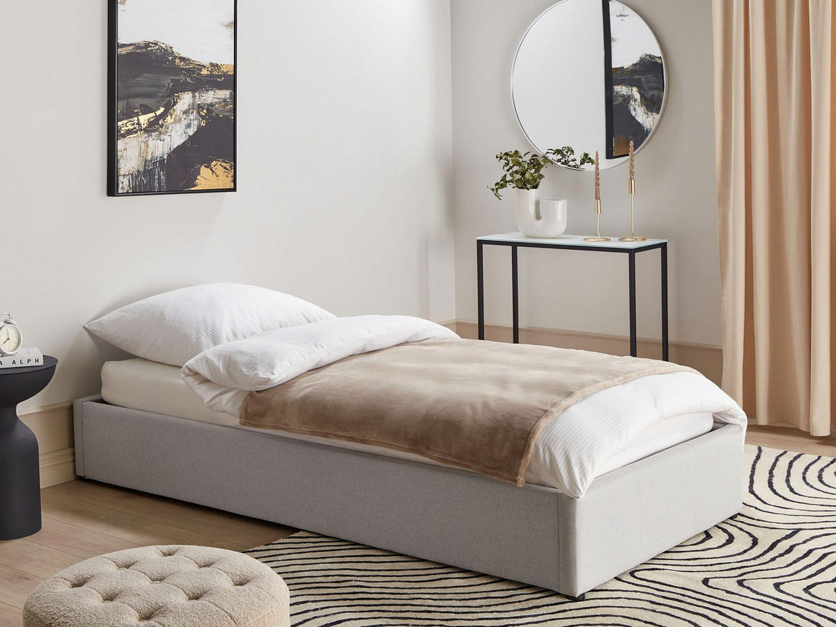 POLSTERBETT Grau 90-200 cm Dinan - Grau, Holz/Textil (90/200cm) - Beliani