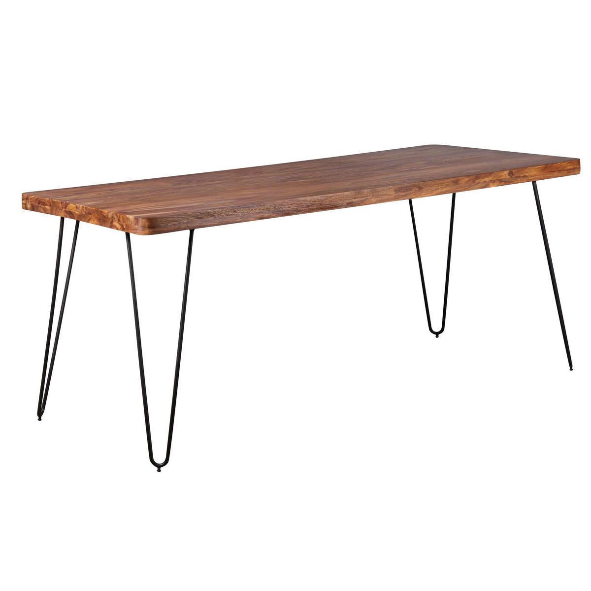 ESSTISCH Massivholz Metallbeine Handgefertigt BALU, Braun 180x80x76 cm - Schwarz/Braun, Holz/Metall (80/180/76cm) - KADIMA DESIGN