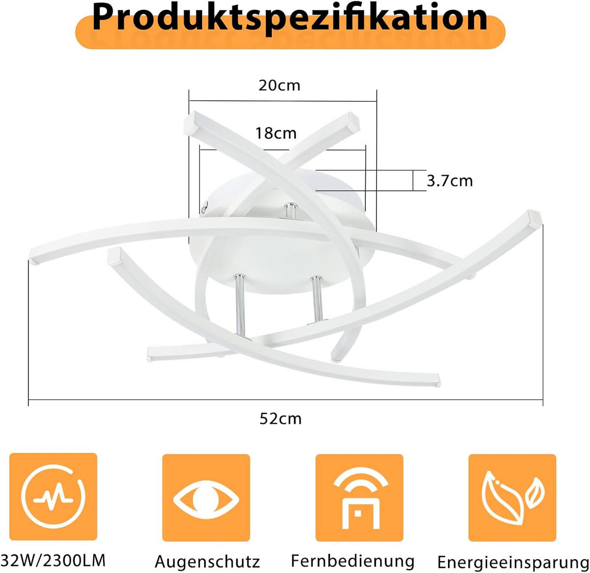 LED-DECKENLEUCHTE Ulmenkarg 52.0/13.0/52.0 cm - Weiß, Metall (52/52/13cm) - ZMH