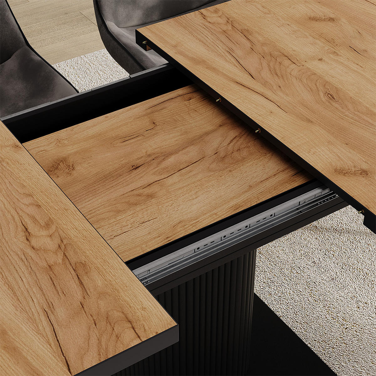 JÍDELNÍ STŮL Fenaro Dub Goldkraft/černá - barva dubu, kompozitní dřevo (80/120/77.4cm) - Vicco