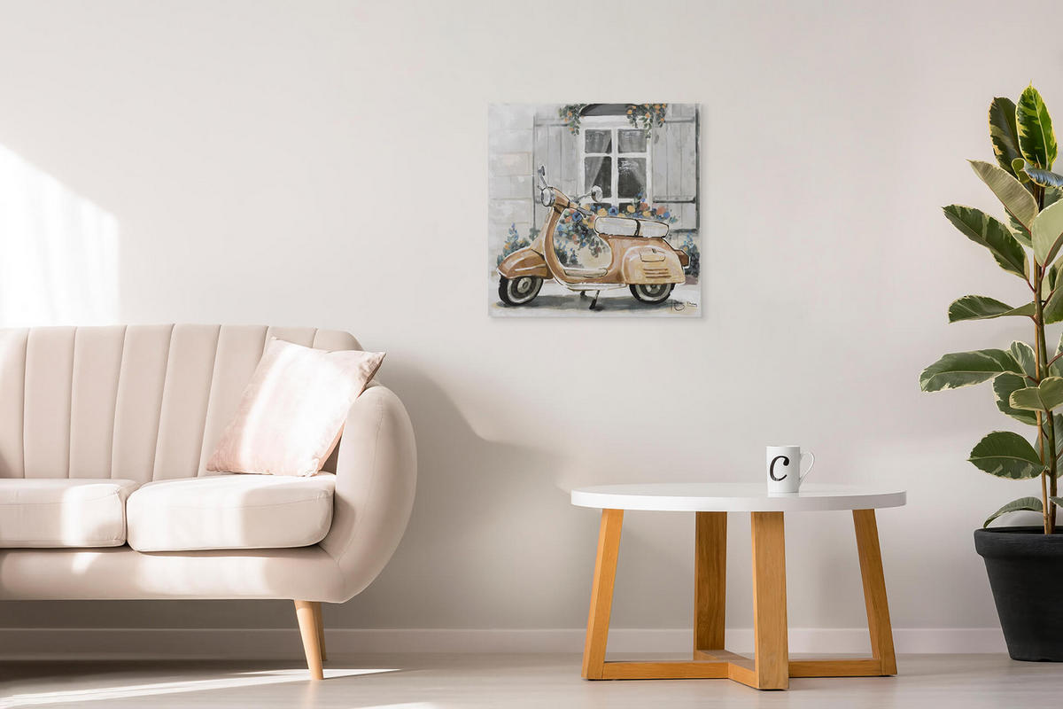ACRYLBILD HANDGEMALT 60/60 cm - Beige/Grau, Holz/Textil (60/60cm) - KUNSTLOFT