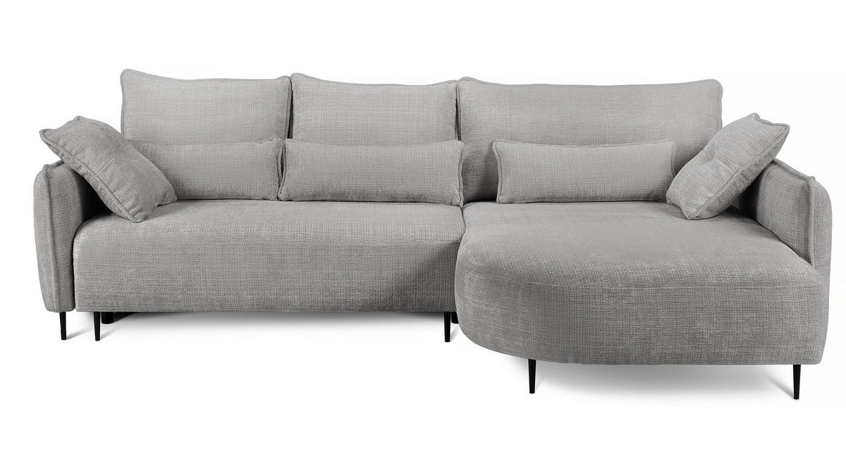 ECKSOFA Oblivio Grau Chenille - Schwarz/Grau, Textil/Metall (285/200cm) - Selsey