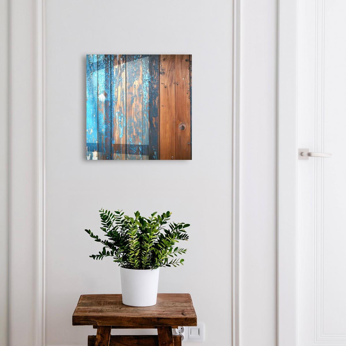 SCHLÜSSELBOX Schwarz 30x30 cm- Türöffnung nach rechts - Holzstruktur - Blau, Metall (30/30/5cm) - TULUP
