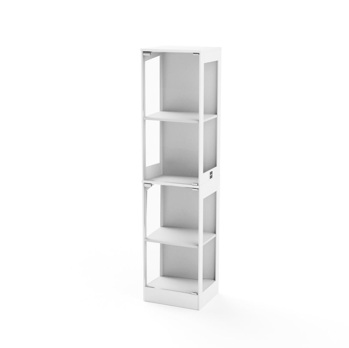 VITRINA 35/40/165 cm bijela od MDF ploče i stakla s LED rasvjetom i senzorom pokreta - bijela, drvni materijal (40/165/35cm) - OKWISH