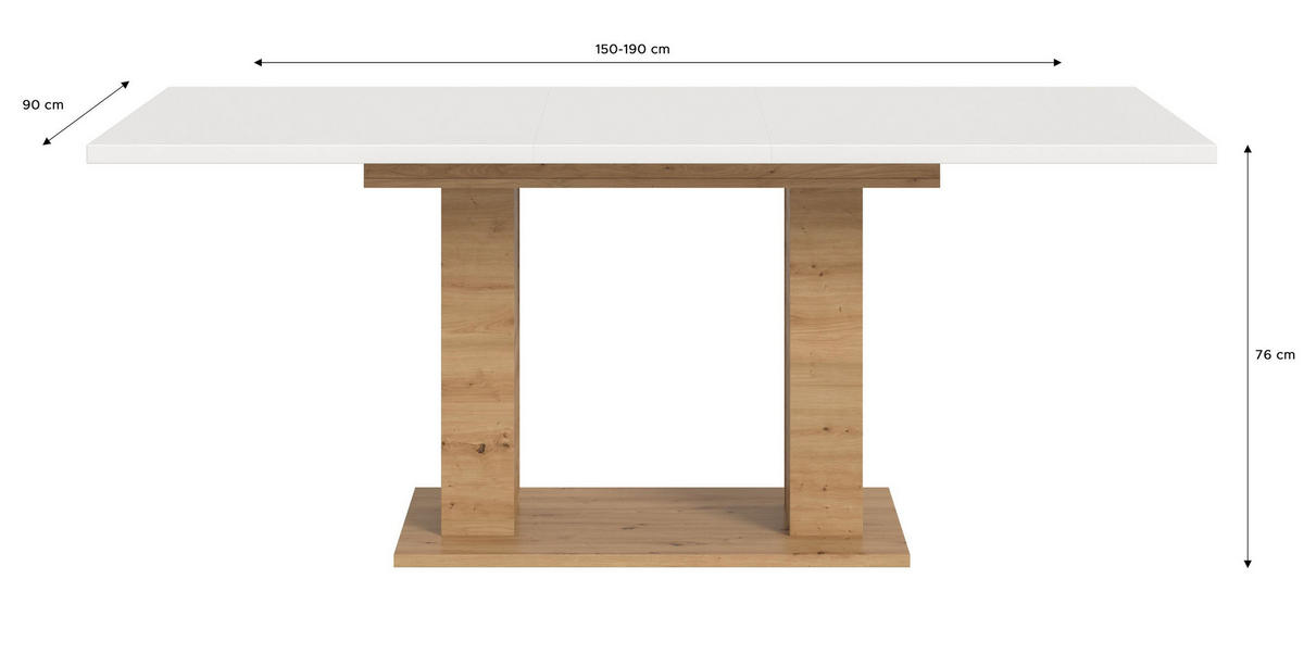 ESSTISCH MOTION (B/H/T: ca. 150/76/90 cm) in Artisan Oak Nachbildung/weiß - Eiche Artisan, Holzwerkstoff (90/150/76cm)
