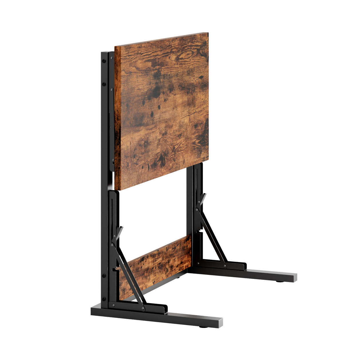 BEISTELLTISCH 37/60/71 cm klappbar mit verstellbaren Füßen und C-Form, platzsparend, Rustikalbraun - Braun, Holzwerkstoff (60/37/71cm) - Redom