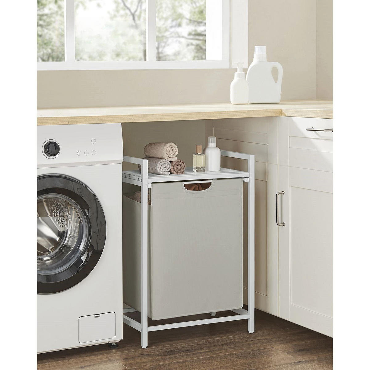 WÄSCHEKORB LILONGWE - Weiß, Holzwerkstoff (33/72/50cm) - Hansiro