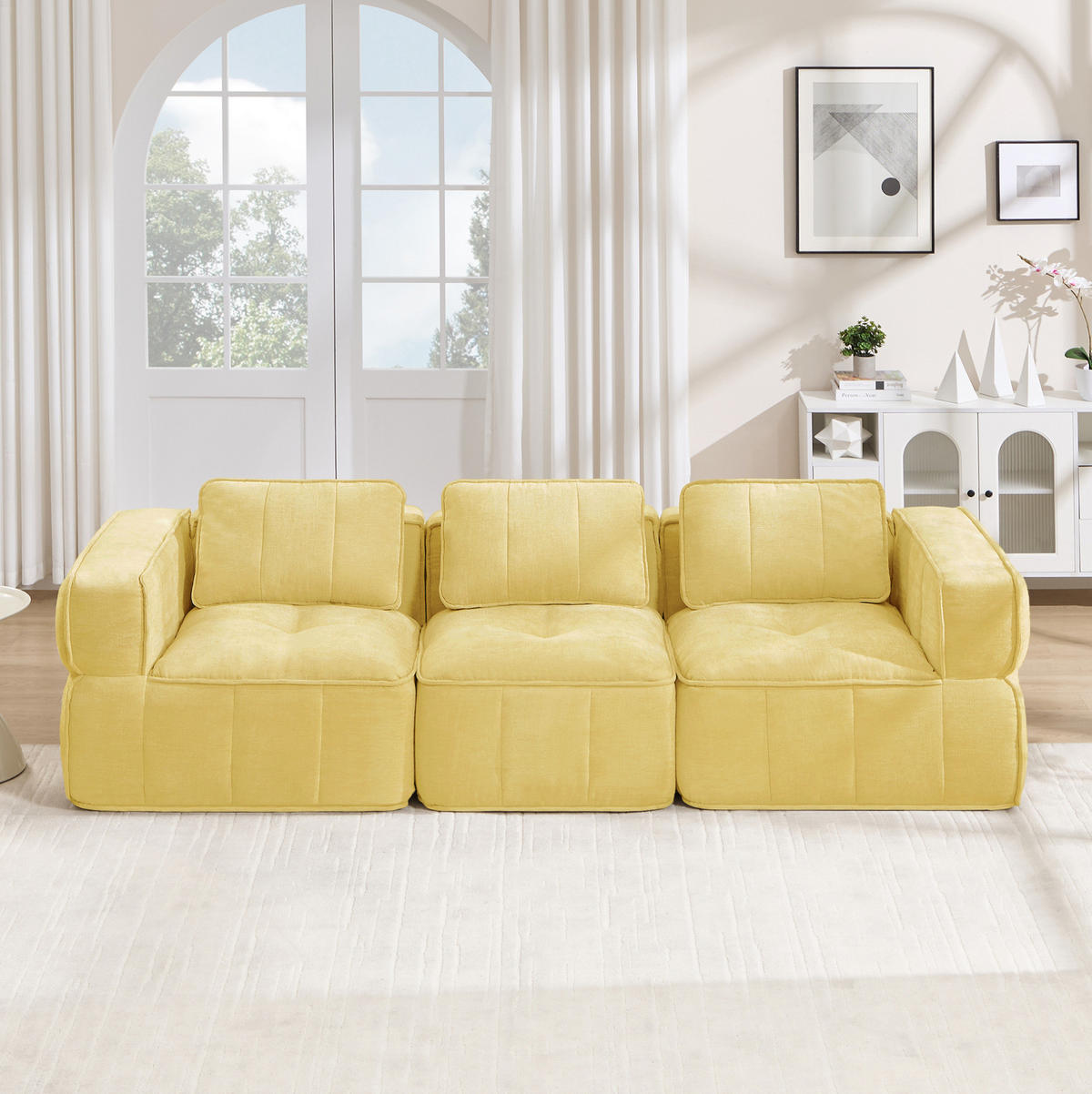 SOFA modular 3-Sitzer Polyester Yellow - Gelb, Textil (217/67/93cm) - IVMEU