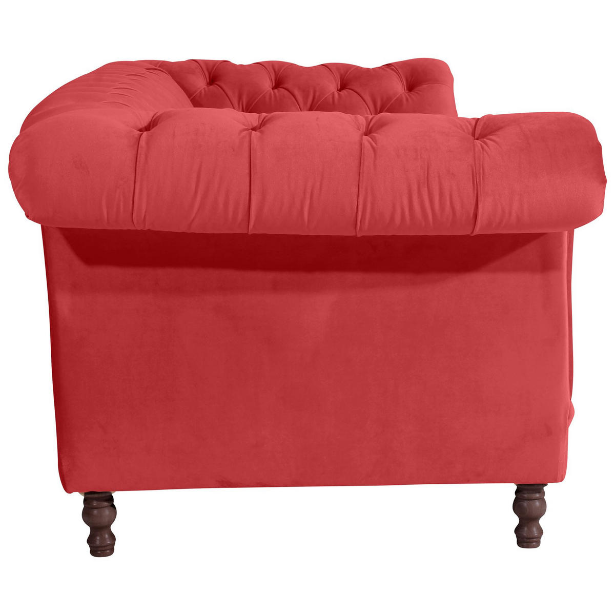 CHESTERFIELD Sofa 3-Sitzer Kaylin Samtvelours rot - Rot, Kunststoff (253/80/100cm) - 58aufmkessel