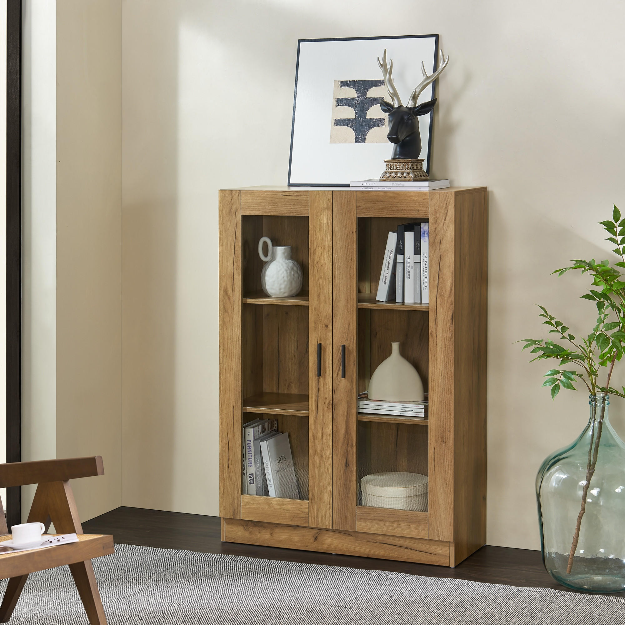 VITRINE Sorø - Eichefarben, Holzwerkstoff (80/115/31cm) - [en.casa]