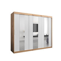 SCHWEBETÜRENSCHRANK 200/250/62 2-türig - Silberfarben/Weiß, Holz/Kunststoff (250/200/62cm) - Abiks Möbel