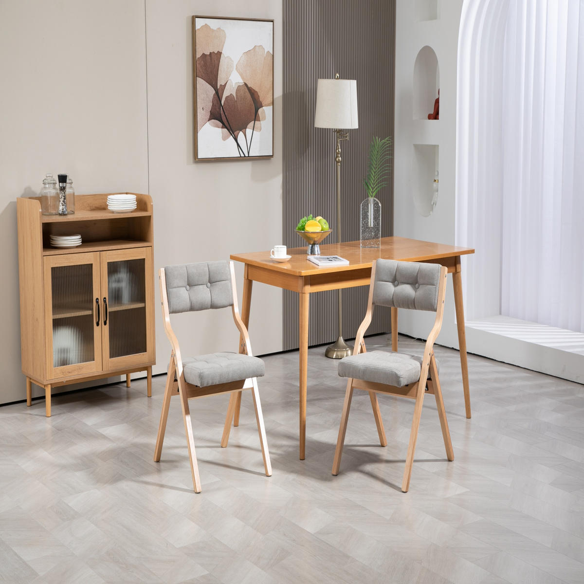KLAPPSTUHL gepolstert 2er-Set Holz Grau - Grau, Holz (48/77/61cm) - Meubliv