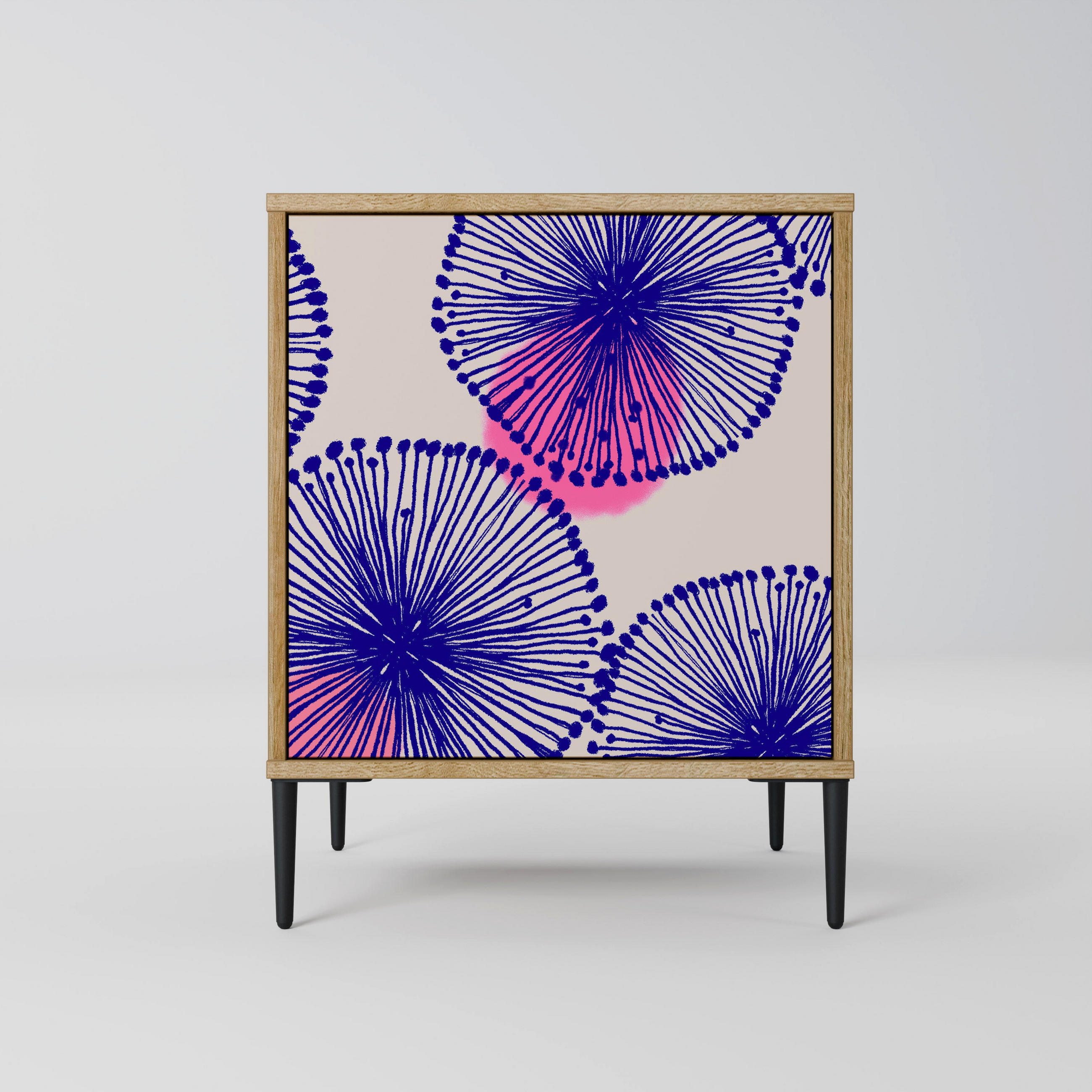 SIDEBOARD MAGIC NATURE, Eichefarben, 57,5x42x72,5 cm, Schwarze Metallfüße - Eichefarben/Multicolor, Holzwerkstoff/Metall (57.5/72.5/42cm) - SpaceRebels