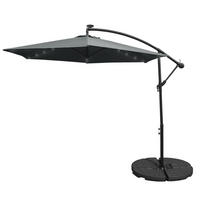 SONNENSCHIRM 300cm LED Ampelschirm mit fächerförmigem Sockel - Grau - Grau, Textil (300/300cm) - Monstershop