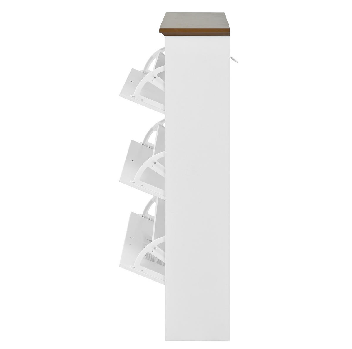 SCHUHSCHRANK aus MDF 87x26x120cm in Weiß mit 3 Klappen & Soft-Close - Weiß, Holzwerkstoff (87/120/26cm) - Modfu