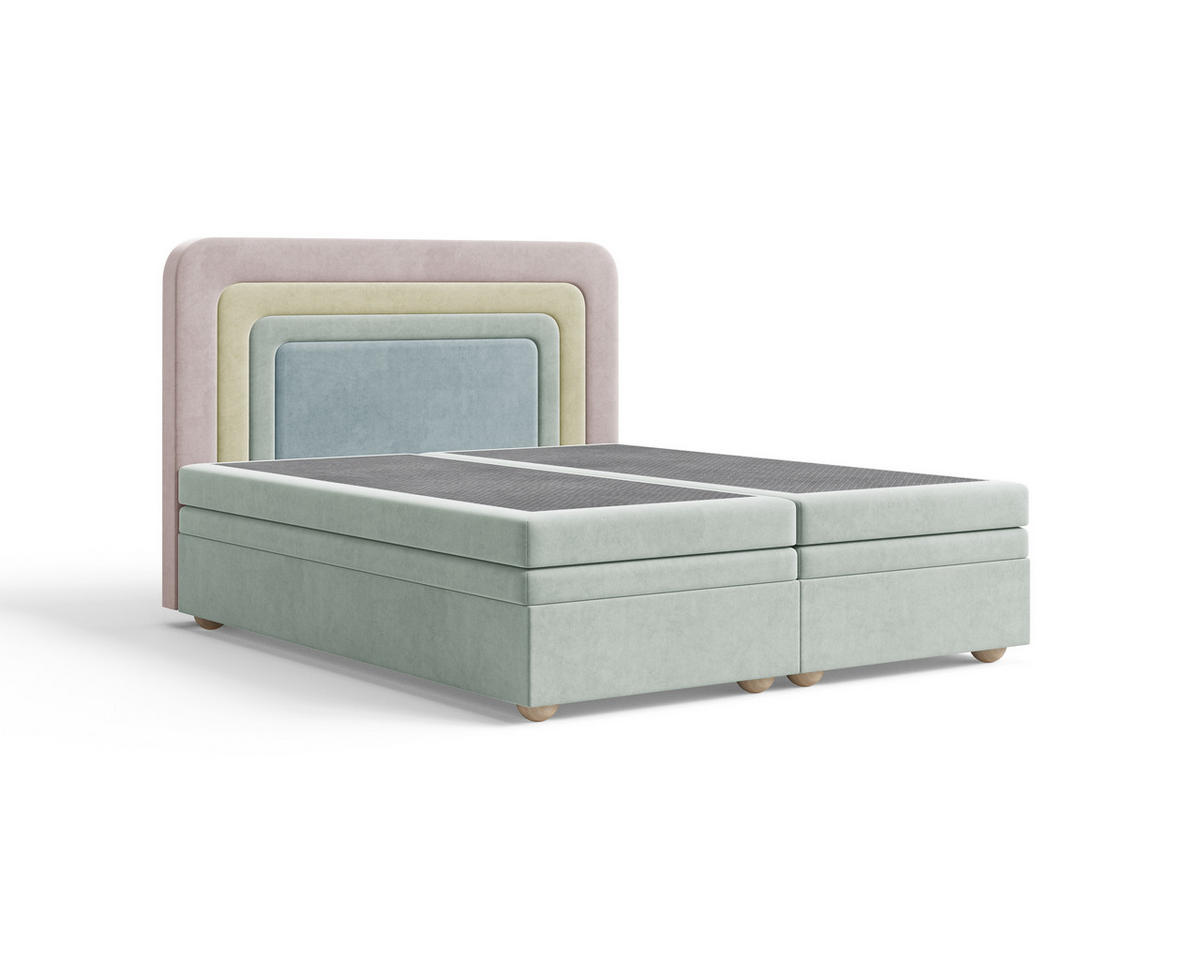 BOXBETT - Bett 10 NEST - Riviera - 140x200 cm - Modernes Polsterbett mit Bettkasten - Multicolor, Holz (140/200cm) - ROYAL24_MARKT