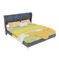 POLSTERBETT 160/200 cm DE-32987 mit LED-Kopfteil und Matratze Grau - Grau, Metall (160/200cm) - ComfortXL