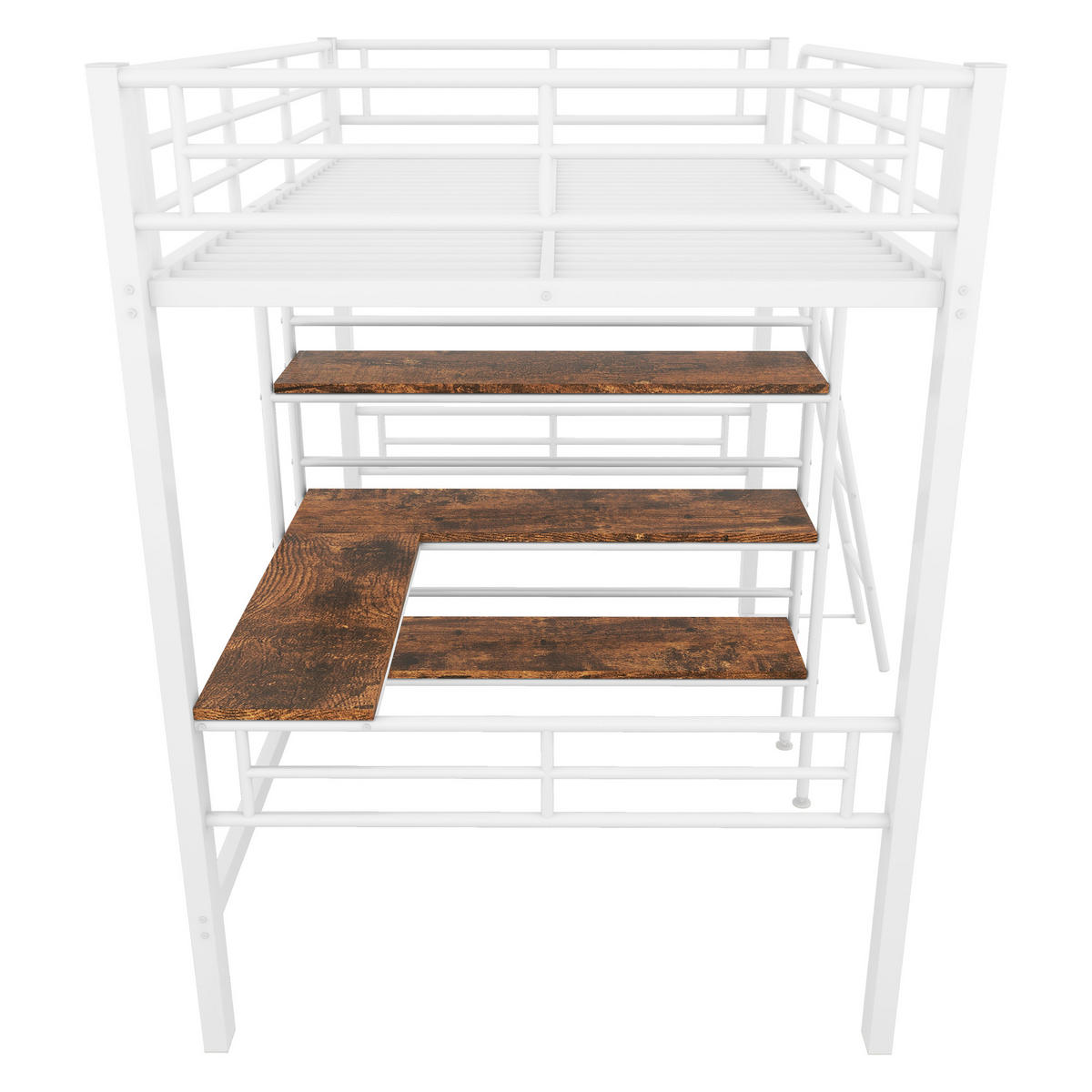 HOCHBETT 90x200cm mit Schreibtisch in 90x200cmMetall - Weiß, Metall (90/200cm) - KOMHTOM