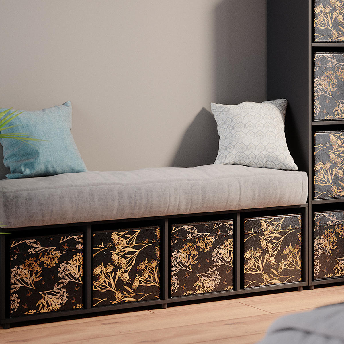 DĚLICÍ STĚNA Ludus Černá - černá, kompozitní dřevo (142.5/36.2/33cm) - Vicco