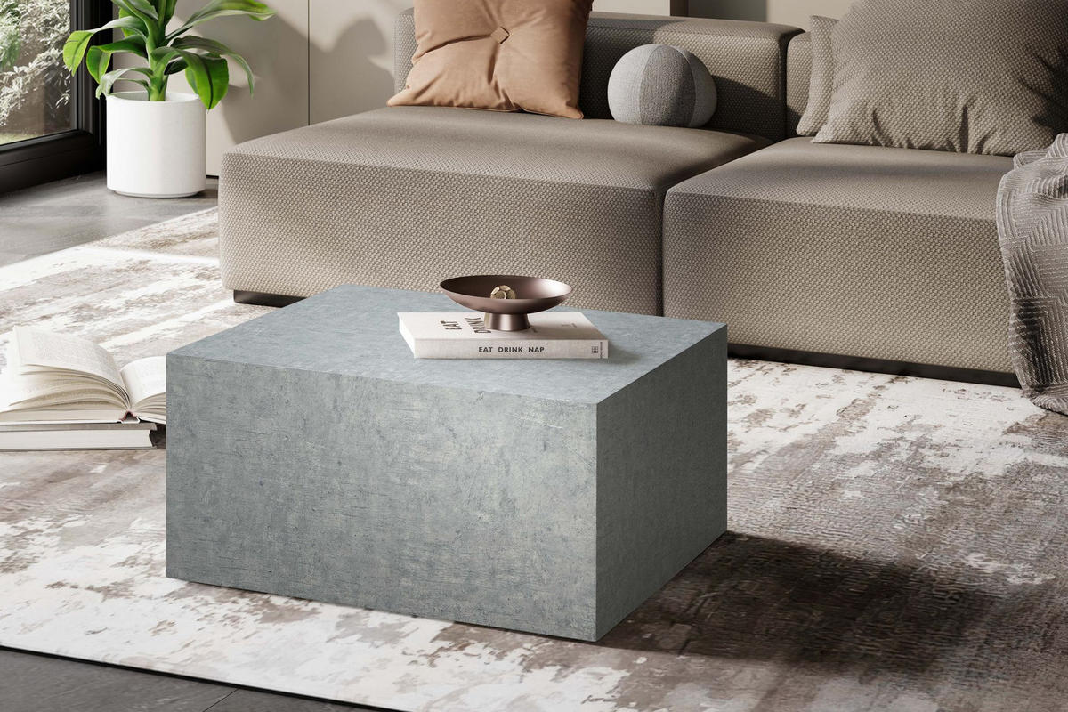 COUCHTISCH Würfelform in Beton-Optik – minimalistisches Design, Grau 60x60x30 cm - Grau, Holzwerkstoff (60/60/30cm) - KADIMA DESIGN