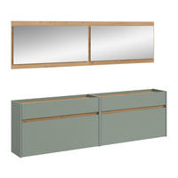 GARDEROBEN-SET DRIVE 4-tlg. (B/H/T: ca. 220/192/32 cm) in Salbei/Salbei - Salbeigrün, Holzwerkstoff (220/192/32cm)