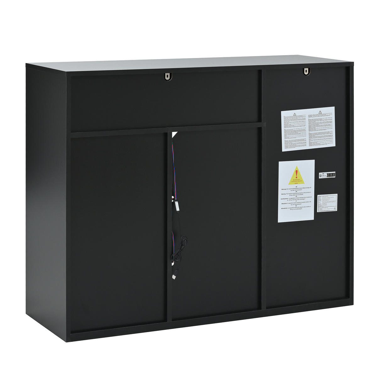 SCHUHSCHRANK in Weiß und Schwarz Schuhkommode mit LED-Beleuchtung für 12–17 Paar Schuhe, B105/T39.5/H86 cm - Schwarz/Weiß, Holzwerkstoff/Metall (105/86/39.5cm) - STILVORA