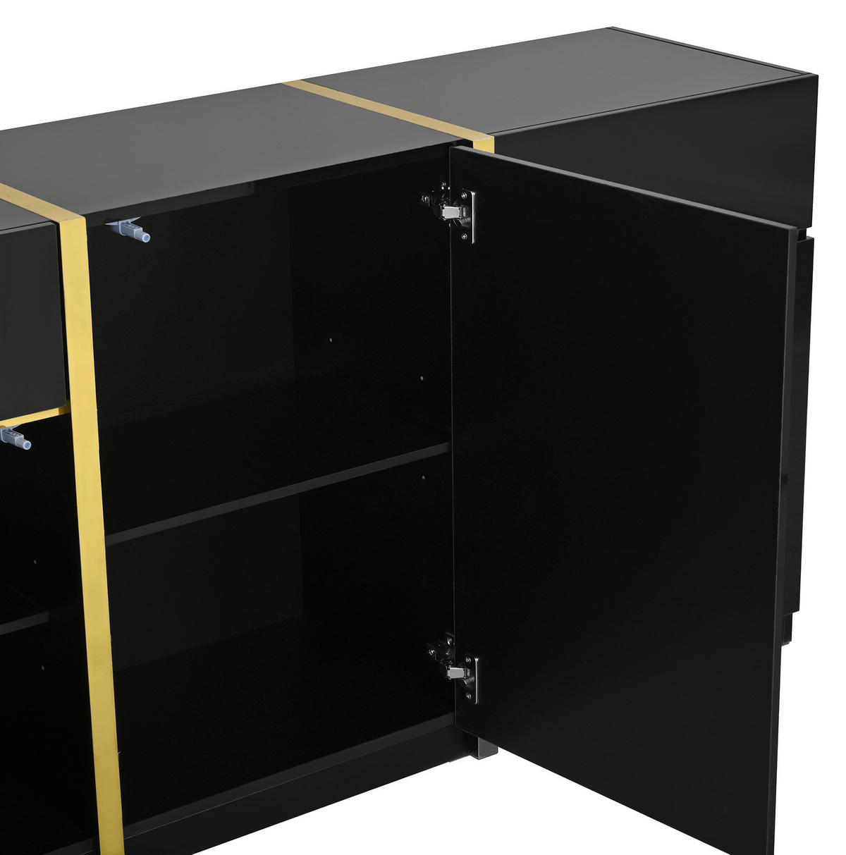 KOMMODE aus MDF & Spanplatte 160x40x78cm in Schwarz mit Hochglanz - Schwarz, Holzwerkstoff (160/78/40cm) - Modfu