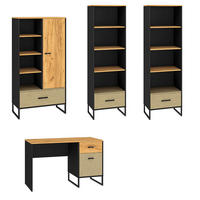 JUGENDZIMMER-SET Colt schwarz / Craft Gold Eiche / Premium Steel 4-teilig - Eichefarben/Braun, Holz/Holzwerkstoff (316/190/55cm) - Feldmann-Wohnen