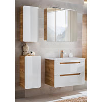 BADMÖBEL-SET 4-TLG. Luton-56 - Weiß, Holzwerkstoff (130/200/46cm) - Lomado