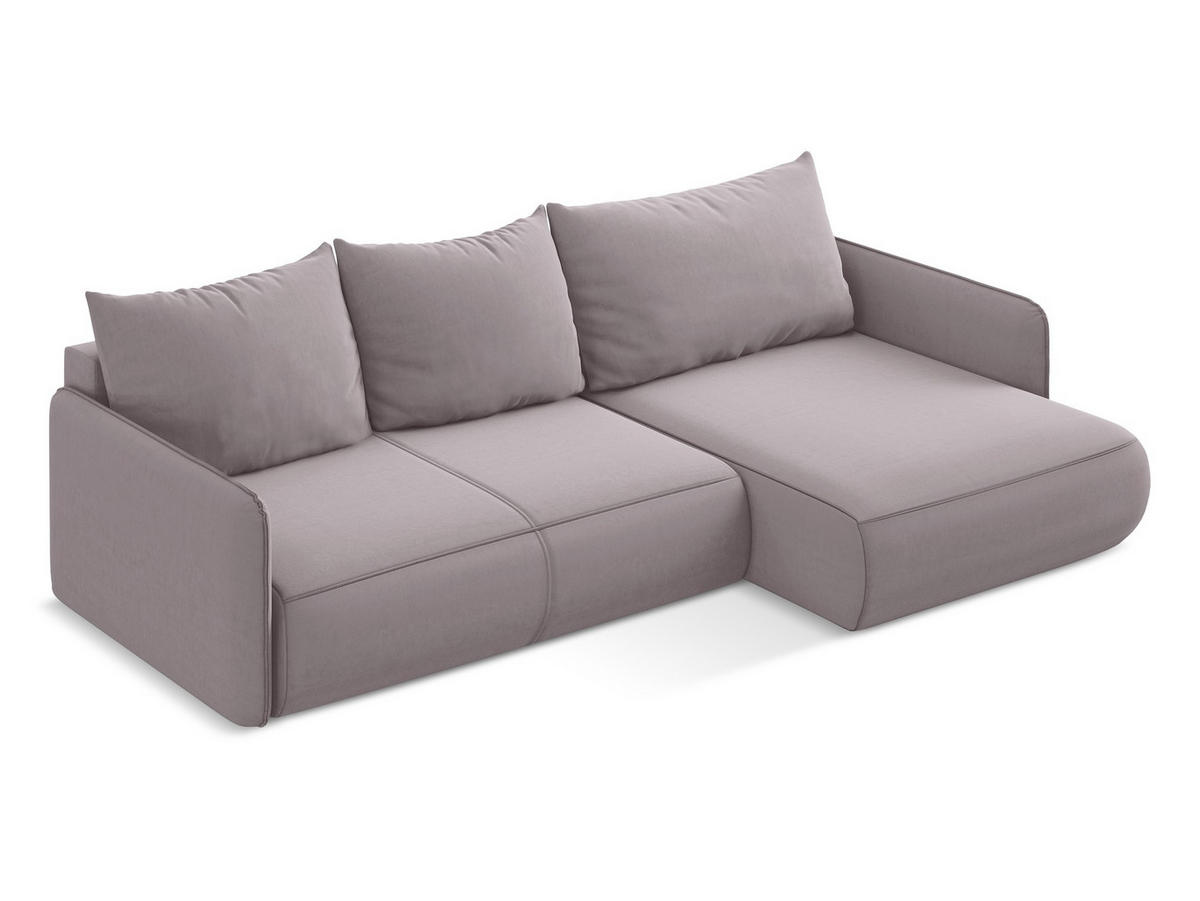 3-SITZER SOFA mit Schlaffunktion Chenille Stoff Pink - Pink/Hellrosa, Textil/Metall (230/86/105cm) - Makamii