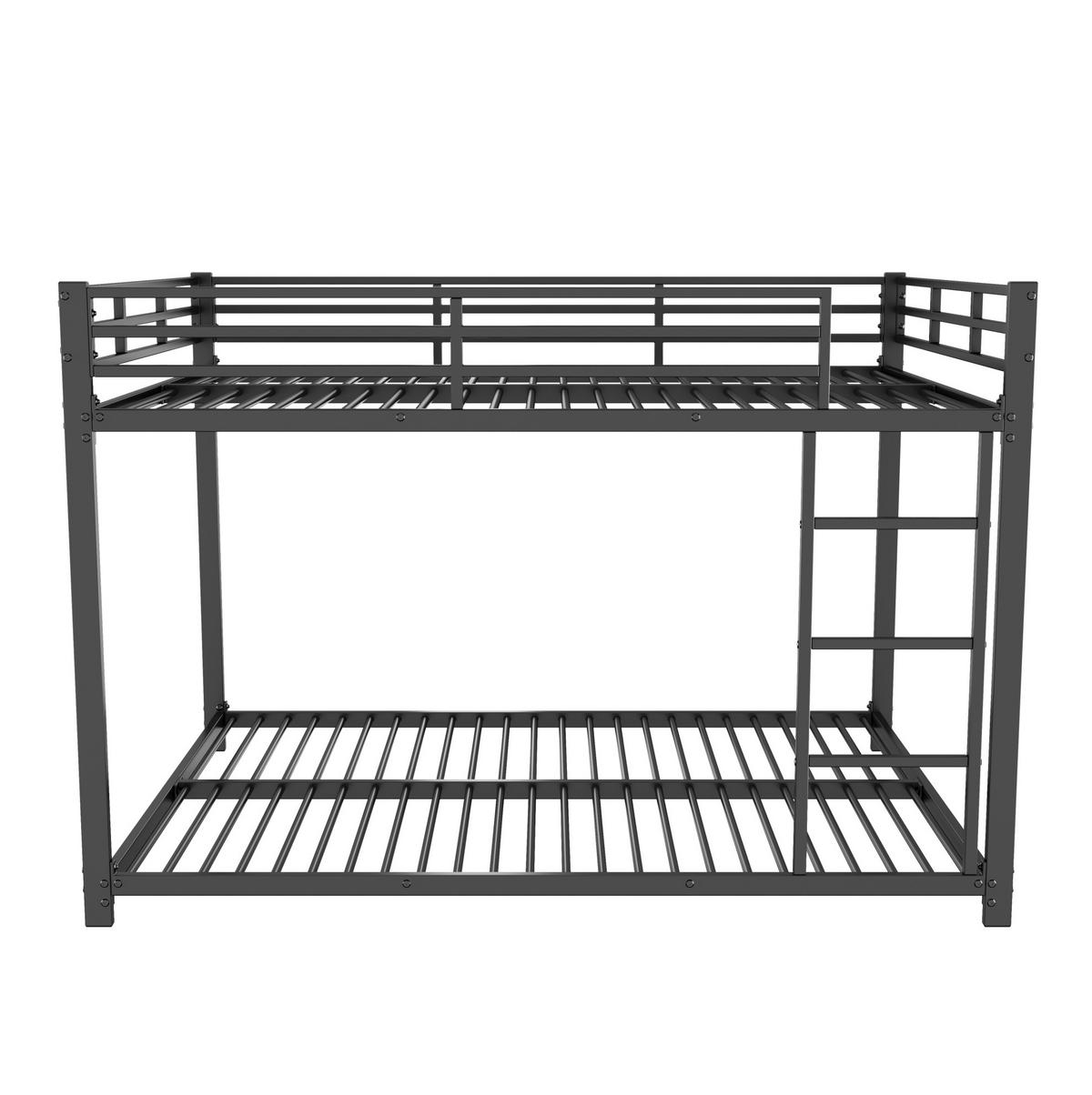 ETAGENBETT 140/200 cm aus Metall mit Sicherheitsleisten und Lattenrosten, platzsparend, Schwarz - Schwarz, Metall (140/200cm) - Redom