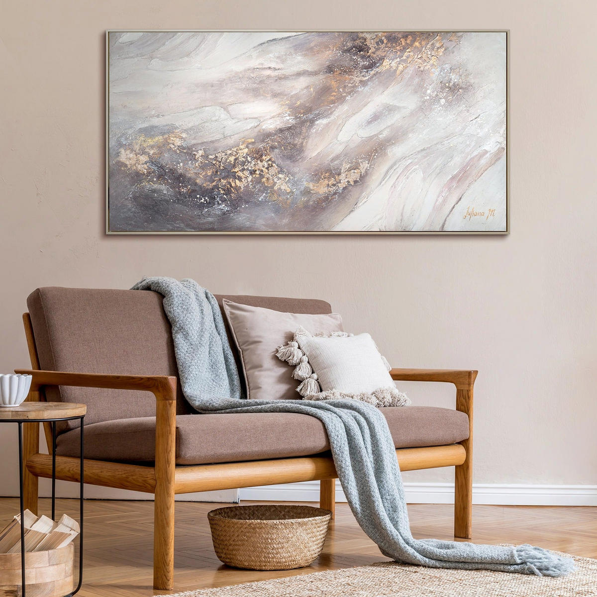 GEMÄLDE Relax Schattenfugenrahmen Beige 160x80 cm - Beige, Holz (160/80cm) - YS-art gallery
