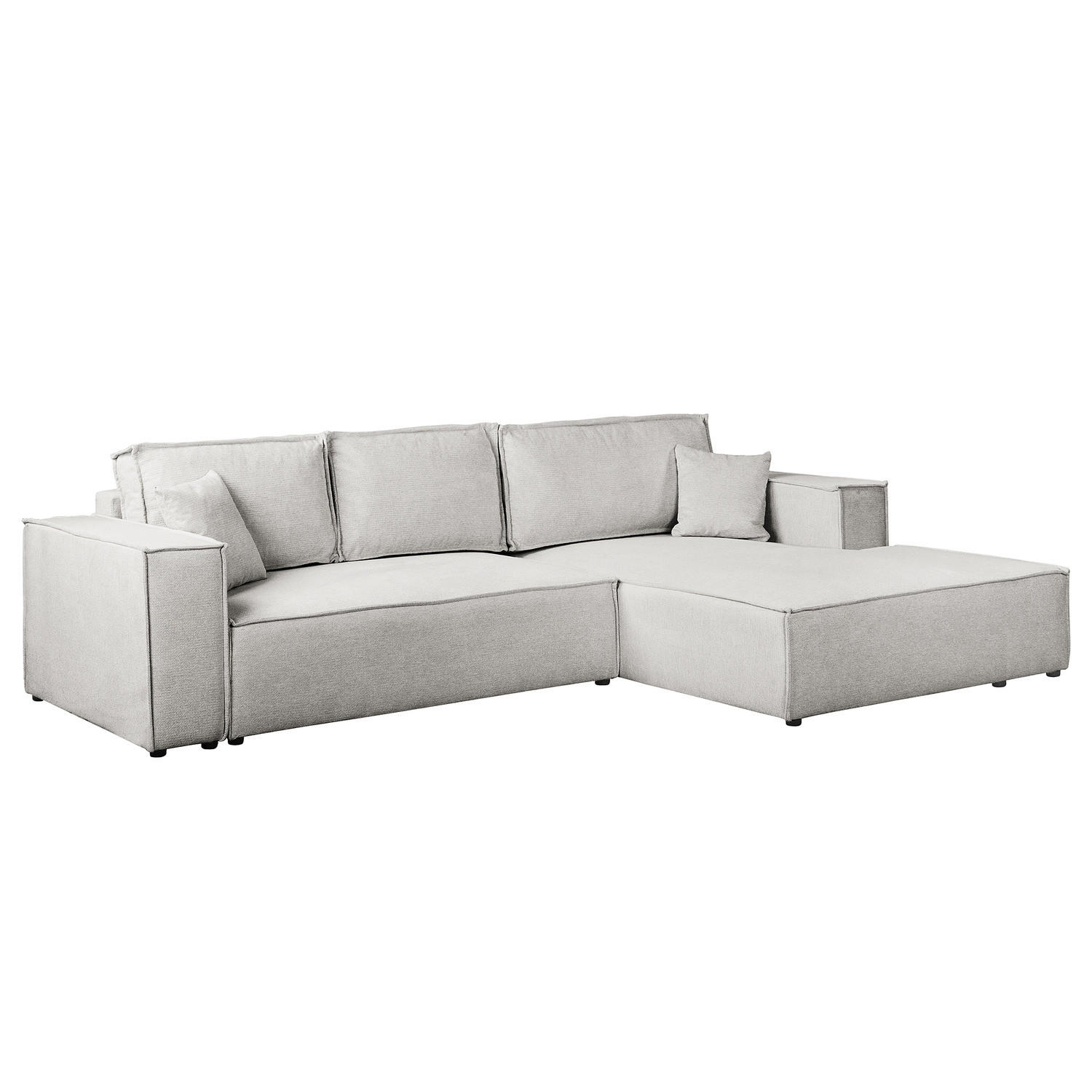 ECKSOFA mit Schlaffunktion - Longchair - Hellgrau/Schwarz, Kunststoff/Textil (294/185cm) - home24