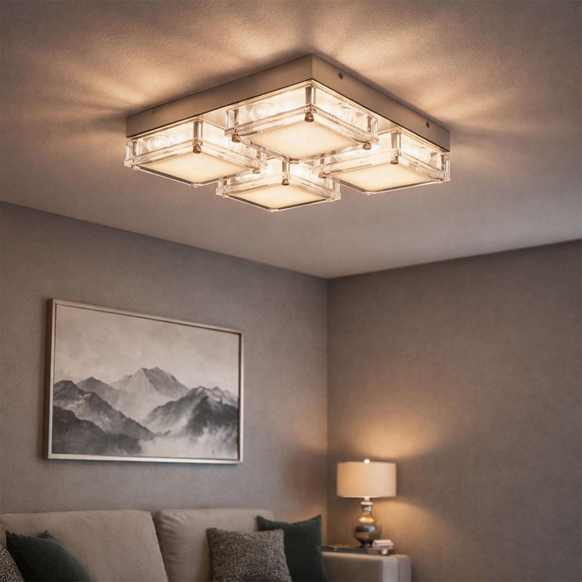 LED DECKENLEUCHTE Metall Glas Silber - Silberfarben, Glas (28/28/6.5cm) - Wofi