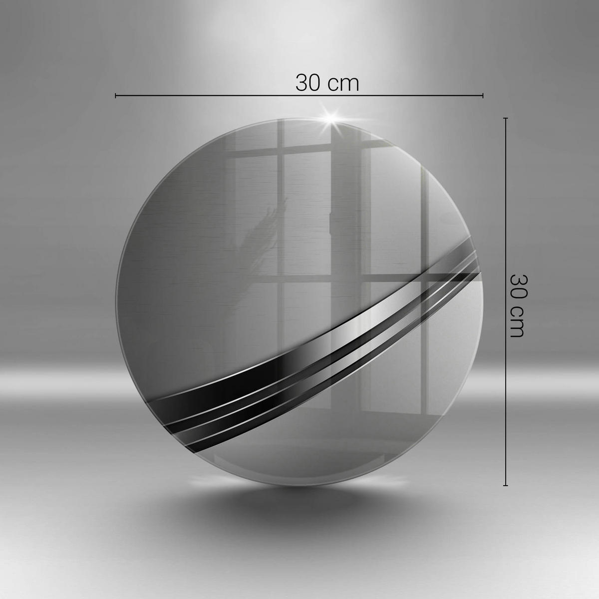 GLASPLATTE Ø 30 cm Metall Abstraktion Struktur - Edelstahlfarben, Glas (30/30cm) - Wallfluent