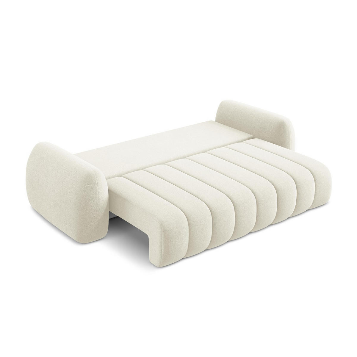 3-SITZER SOFA mit Schlaffunktion Bouclé Stoff Beige - Beige/Schwarz, Holzwerkstoff/Kunststoff (266/95/121cm) - LaMiaSofa